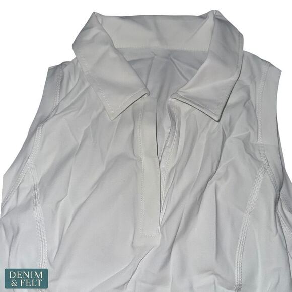 Halara Frost White Sleeveless Polo Tank Top Collared Athletic Shirt Size S NEW - Picture 2 of 5